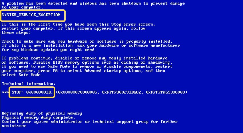 Ошибка 0000003b Windows 7