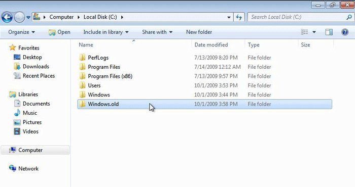 Папка Windows.old на системном диске