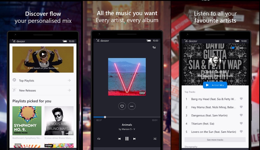 Приложение для прослушивания музыки на Андроид Deezer Music