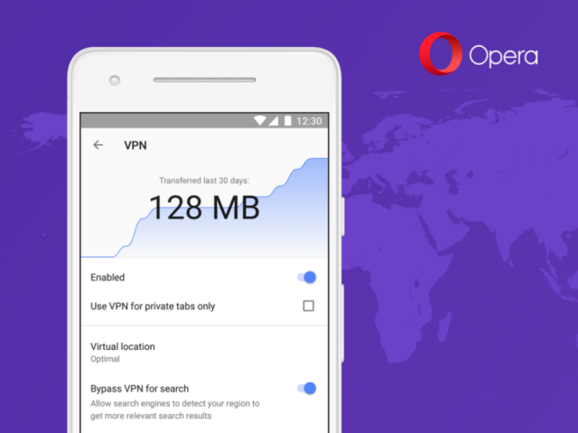 В браузере Opera для Android появился встроенный VPN