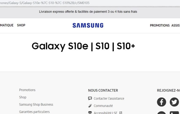 Скриншот одной из страниц французского сайта Samsung